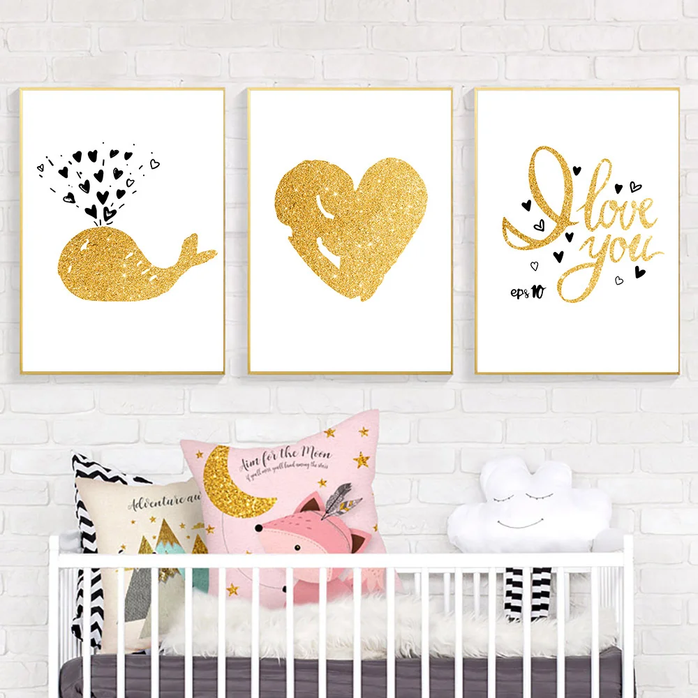 Wall Art Холст Картина плакат с изображением Кита Nordic Настенные картины для детской