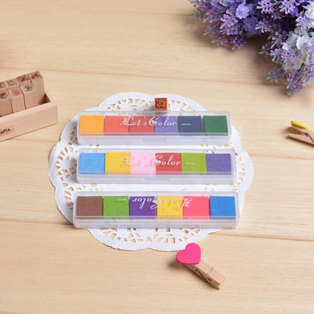 Non-Toxic Ink Pad Inkpad DIY Craft Card Stamp Fingerprint Accessories for Children Kids Rubber Stamps Paper Wood 1 PACK | Дом и сад
