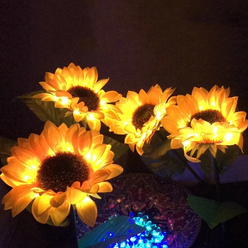 

LED Solar Sunflower Ground Lamp Outdoor Waterproo Garden Solar Sunflower Lawn Lamp solar light for garden decoration night light