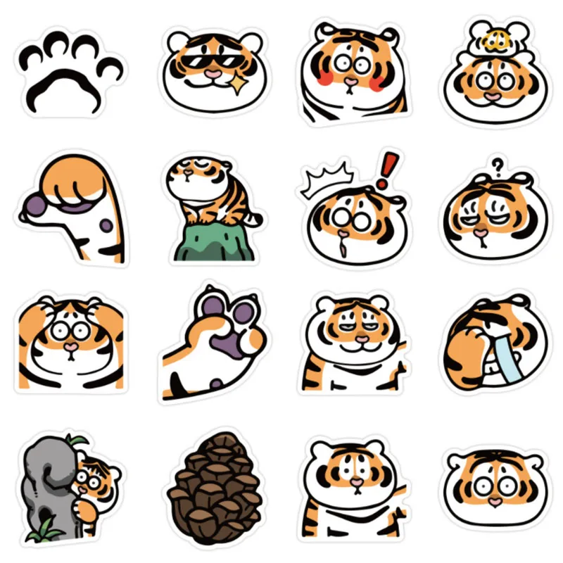 

40 pcs Cartoon fat tiger and tiger cub Graffiti Waterproof Skateboard Travel Suitcase Phone Laptop Luggage Stickers Cute Kids