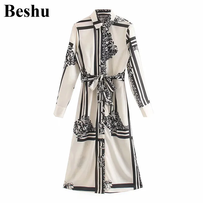 Женское платье рубашка с поясом za элегантное миди отложным воротником и длинным