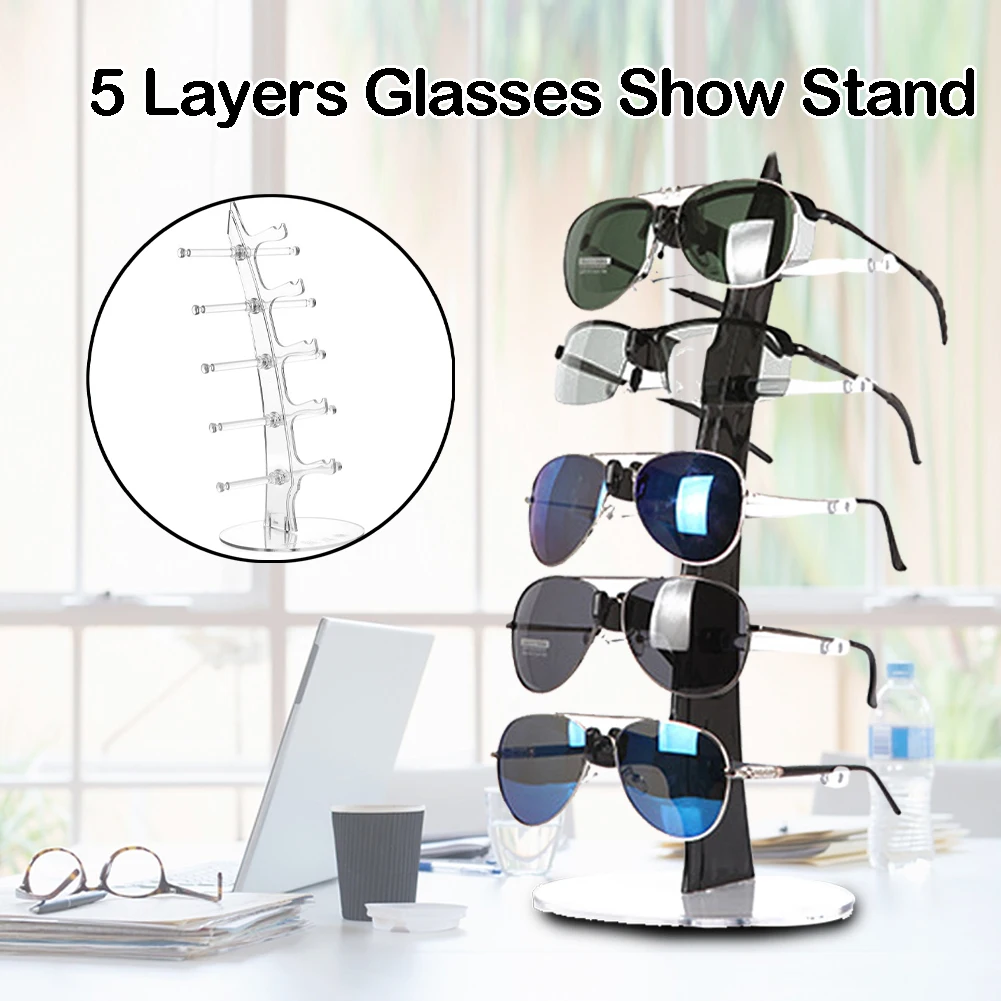 Практичный 5 слоев очки Дисплей стенд держатель для хранения солнцезащитные
