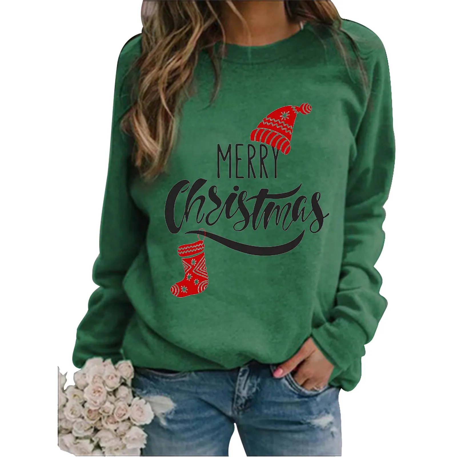 Fashion Women Winter Long-sleeved Blouse Sweatshirt Casual Warm Print Pullover Women's Blouse Tops