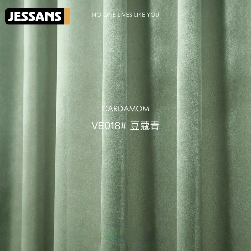 

2021 Light Luxury Velvet Curtains Cardamom Green Series Velvet Cloth Blackout Curtains Curtains for Living Dining Room Bedroom