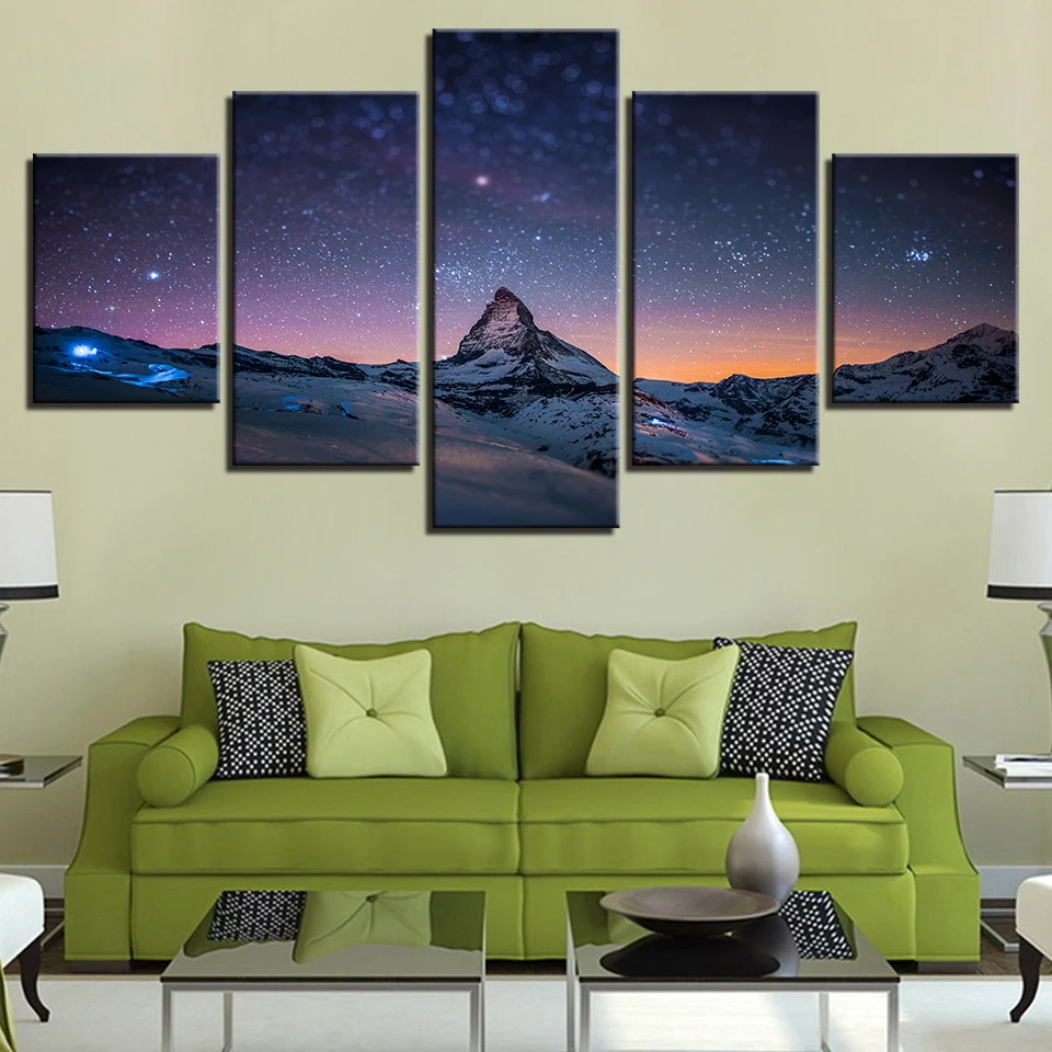 Пейзаж небо облако звезда горная река воздушный шар 5 шт. настенные картины для