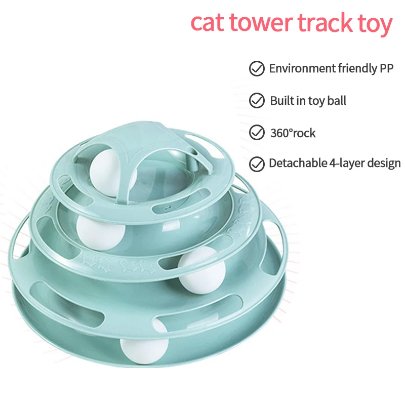 4 Levels Toys For Cats Training Entertainment Plate Cat Toy Catnip Track Space Tower Accessories Pet Interactive | Дом и сад