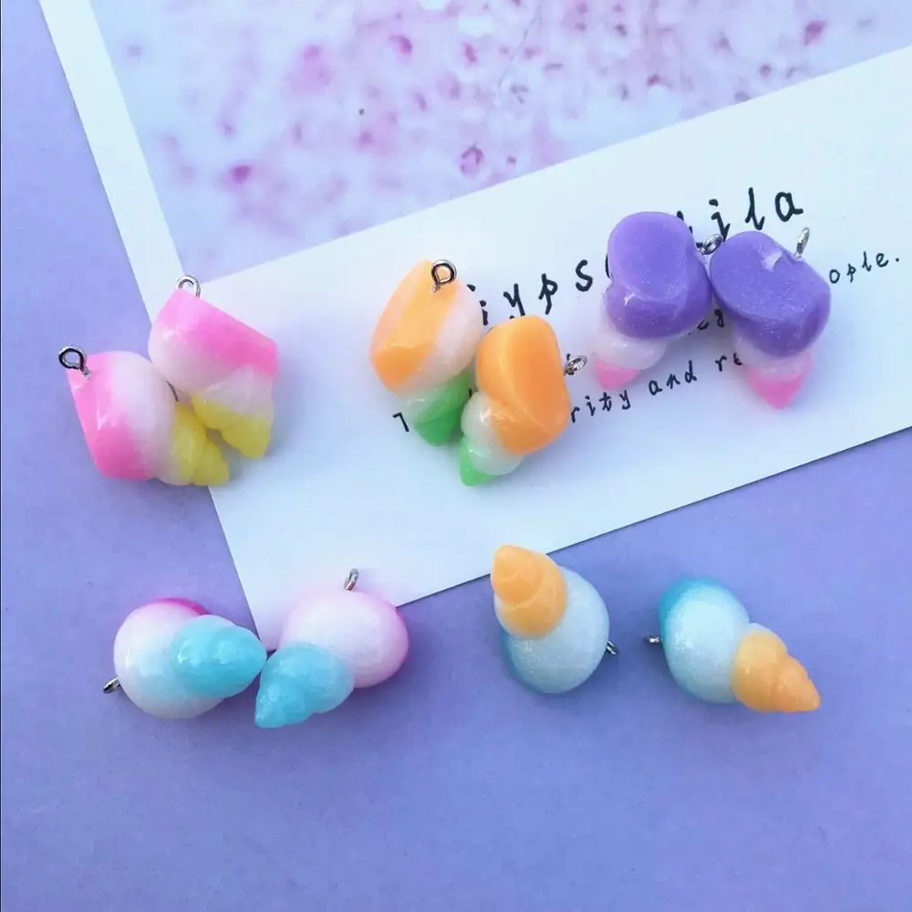 ZALEBABA 3D Подвески из полимерного радужного раковины очень милые брелоки подвески