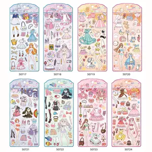 Girls Dress Up Cartoon DIY Deco Stickers for Kids Waterproof Stationery Stickers Journal Scrapbook Hand Book Album Supplies
