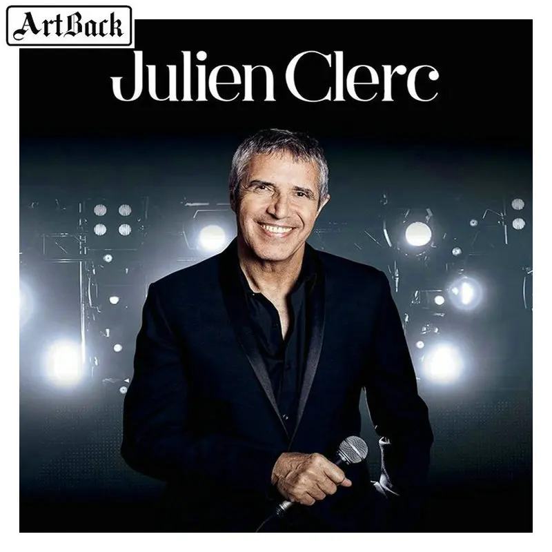 ARTBACK Diamond Painting julien clerc Singer Portrait Full Square Cross Stitch 3d Art Mosaic Crafts 20x20cm | Дом и сад