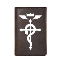 classic fullmetal alchemist design genuine leather wallet for men business card holders male purses short money bags