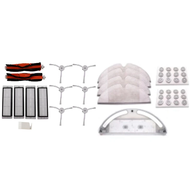 

6X боковая щетка + 4X Hepa фильтр + 2X основная щетка с 29 шт. тканевых фильтров для бака для воды