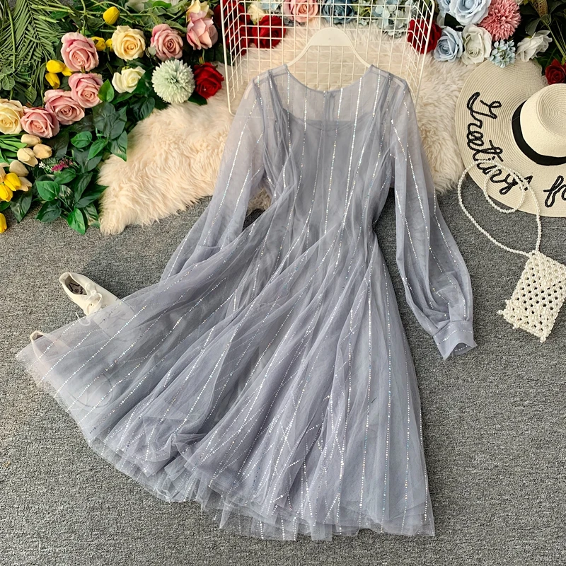 Женское Плиссированное Сетчатое платье Young Gee комплект из двух предметов с