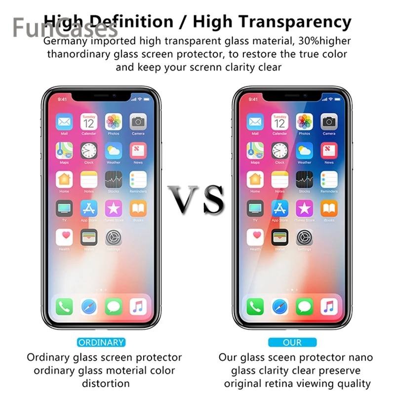 9H Tempered Glass for iPhone XR XS Max Screen Toughed X 10 8 7 6s 6 Plus Hard Film on 11 Pro 5 SE | Мобильные телефоны и