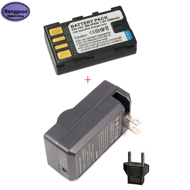 

1000mAh BN-VF808 BN-VF808U BNVF808 Camera Battery + AC Charger For JVC GZ-HD7 GZ-MG575 GZ-MG555 GR-D750 GR-D760 GR-D740 GZ-MG255