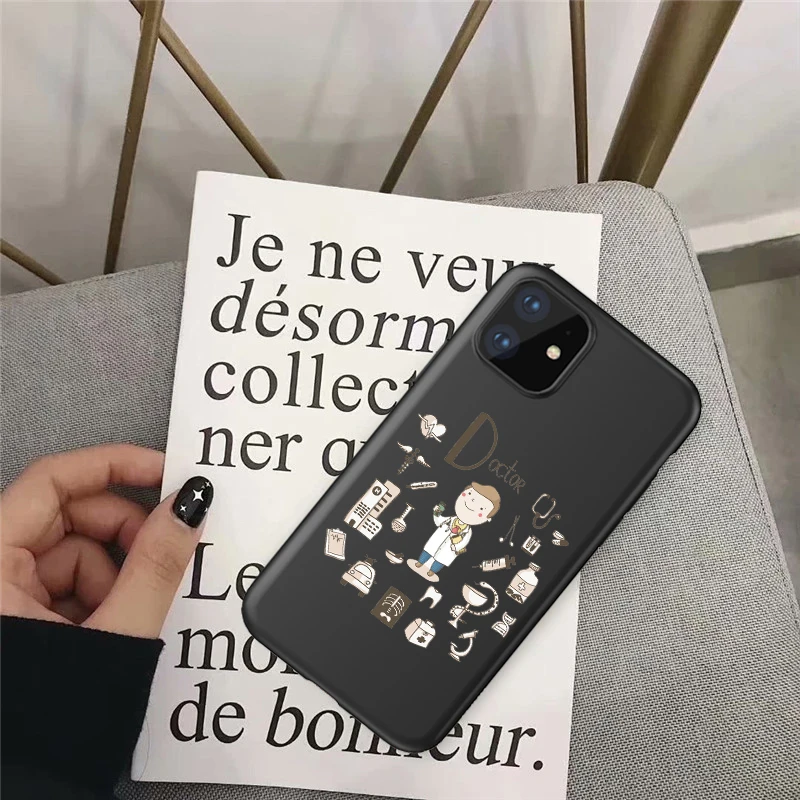 Модная испанская мультфильм медицина медсестра черный мягкий силиконовый чехол