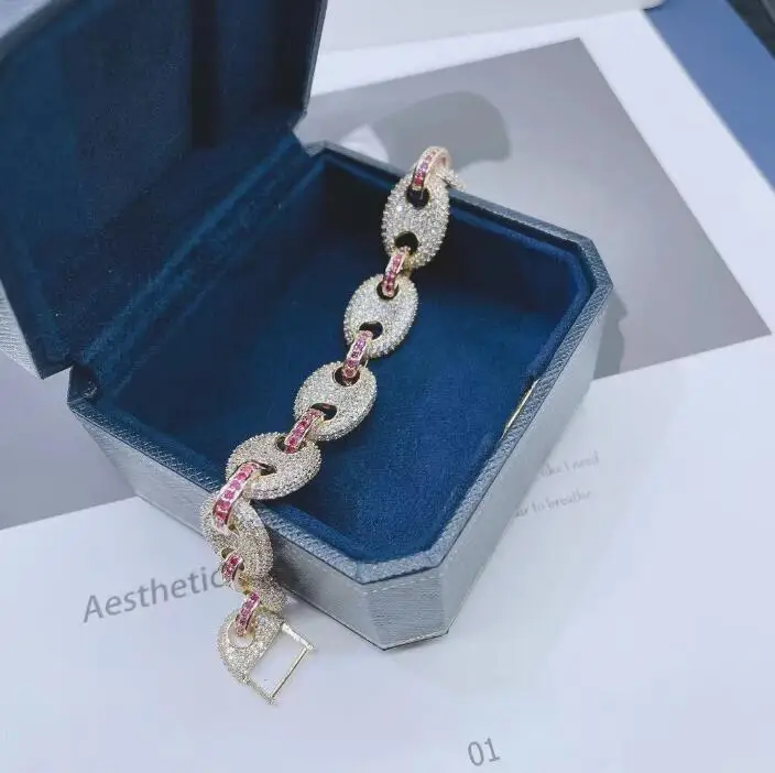 

advanced shiny rhinestone chain bracelet full of gem simple hollow oval wide buckle classic bracelet