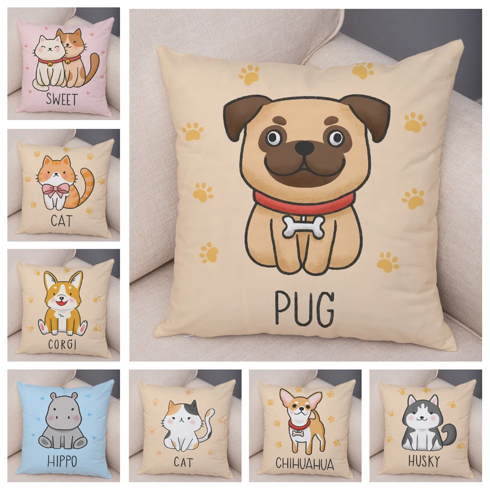 

Nordic Style Pet Dog Cat Cushion Cover Decor Cute Cartoon Animal Flamingo Pillow Case for Sofa Home Car Horse Pillowcase 45x45cm