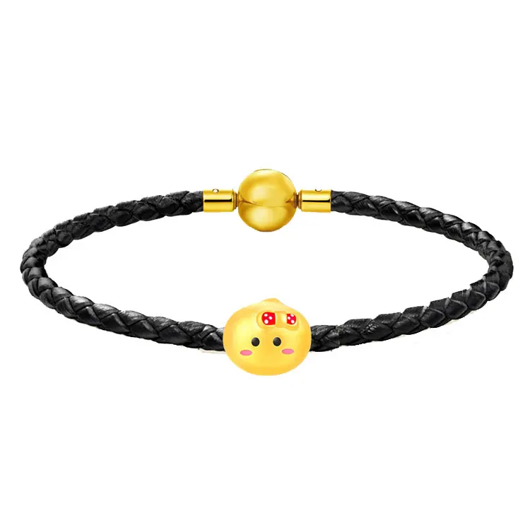 

New Arrival 24K Yellow Gold Bracelet 3D Hard Gold Round Loose Beads Bracelet