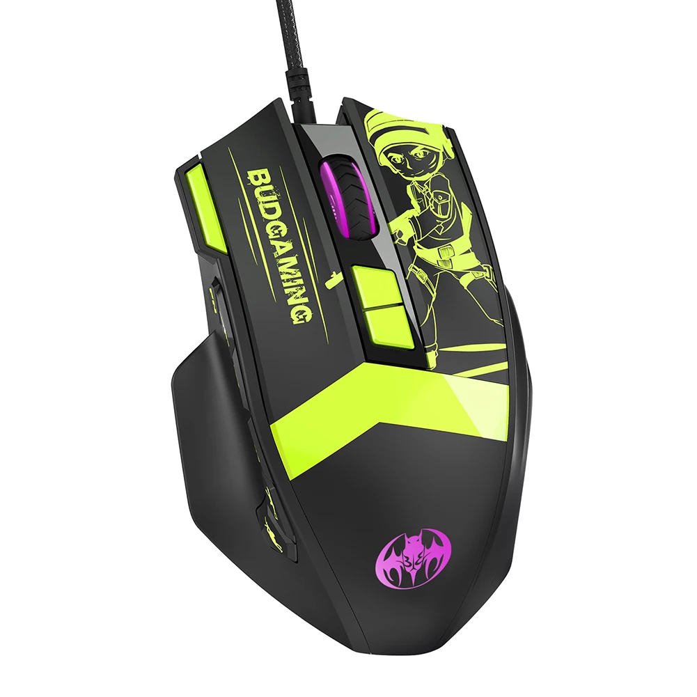 

Проводная игровая мышь BLOODBAT GM28, RGB, 12 кнопок, 7200DPI, регулируемая, USB