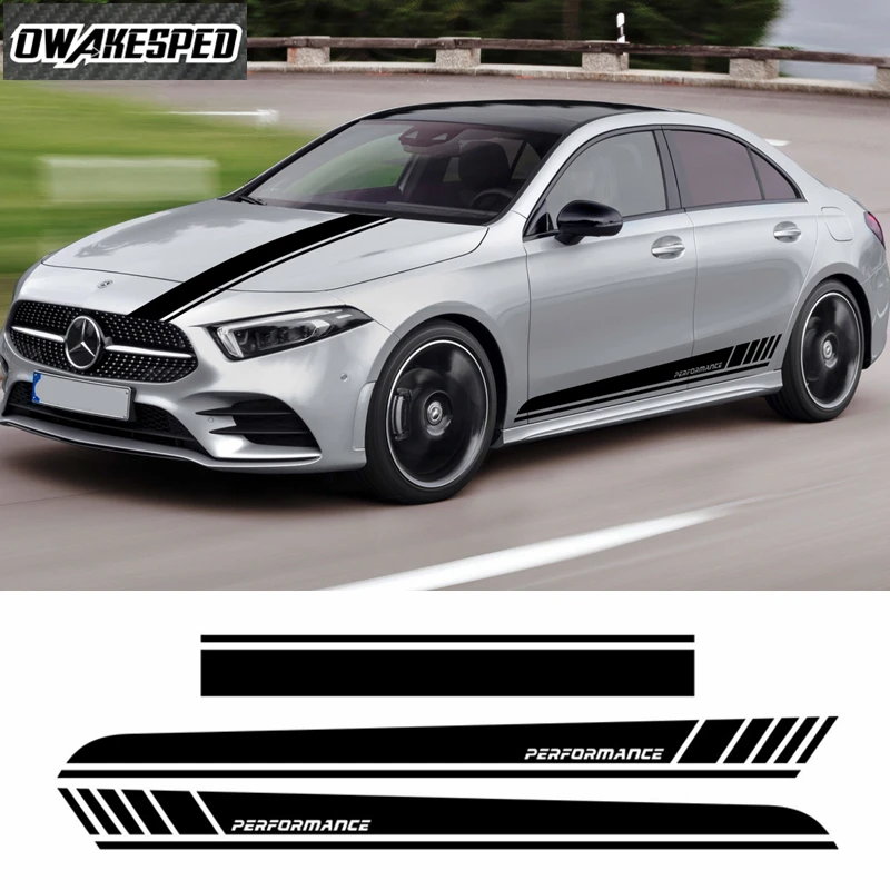 

For Mercedes Benz A Class W177 Car Sport Styling Hood Vinyl Decal Auto Body Side Stripes Skirt Accessories Decor Sticker