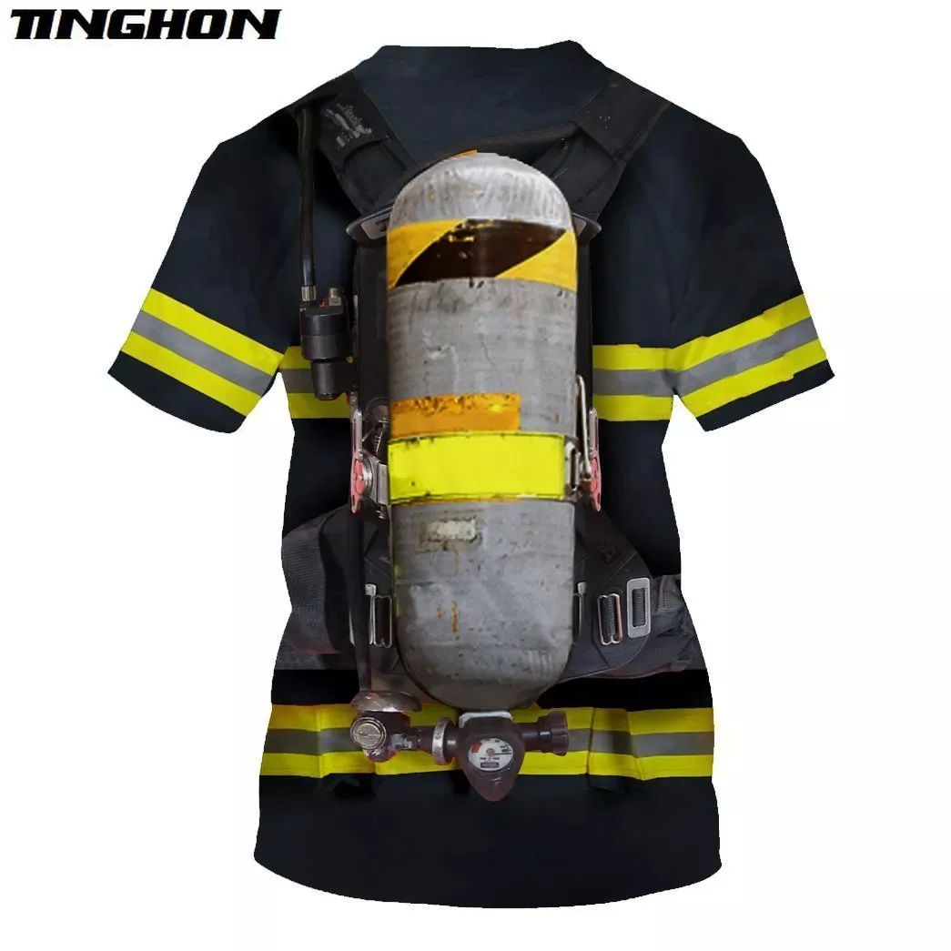 Футболка для косплея пожарная с 3D принтом летние топы мужчин и женщин