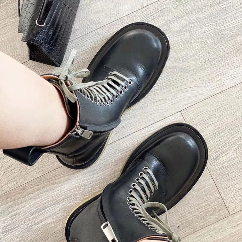 Fujin/Женские Ботинки на каблуке молнии из натуральной кожи высокое качество