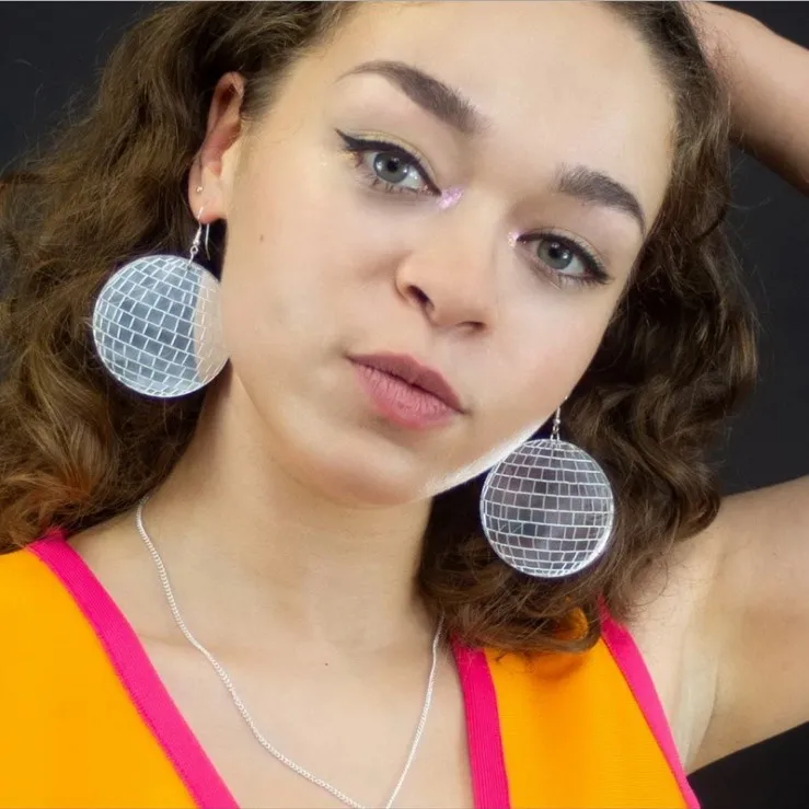 Крутые винтажные Шикарные Серебряные зеркальные акриловые висячие серьги в виде