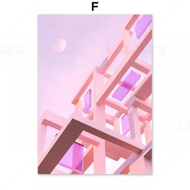 

Canvas Painting Wall Art Fantastic Neverland Building Pink Sky Cloud Posters and Prints Wall Pictures Home Decoration Girl Room