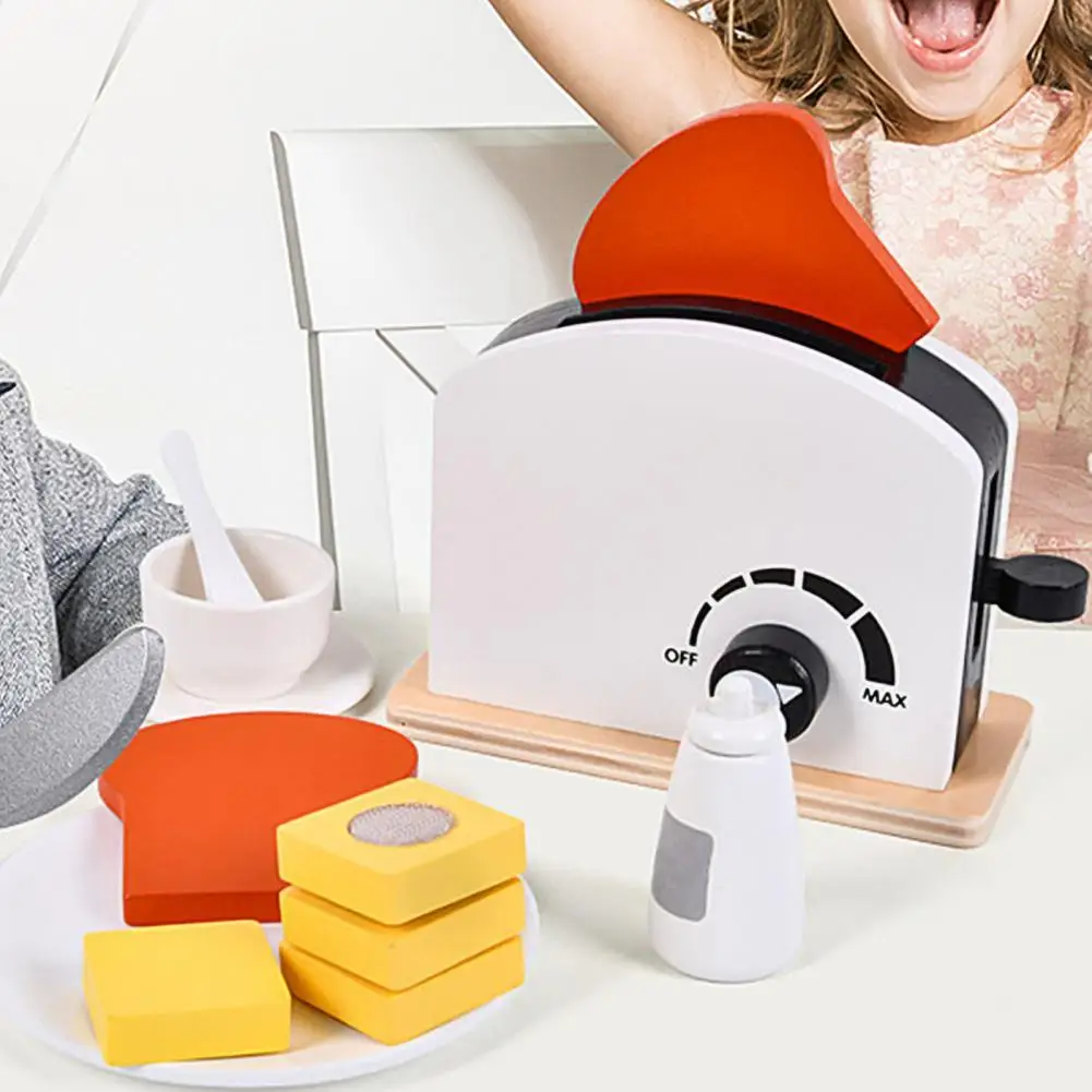 

Simulation Toasters Bread Breakfast Maker Machine Toy Kitchen Play Scene Gift Pretend Play Dollhouse Tableware Toys