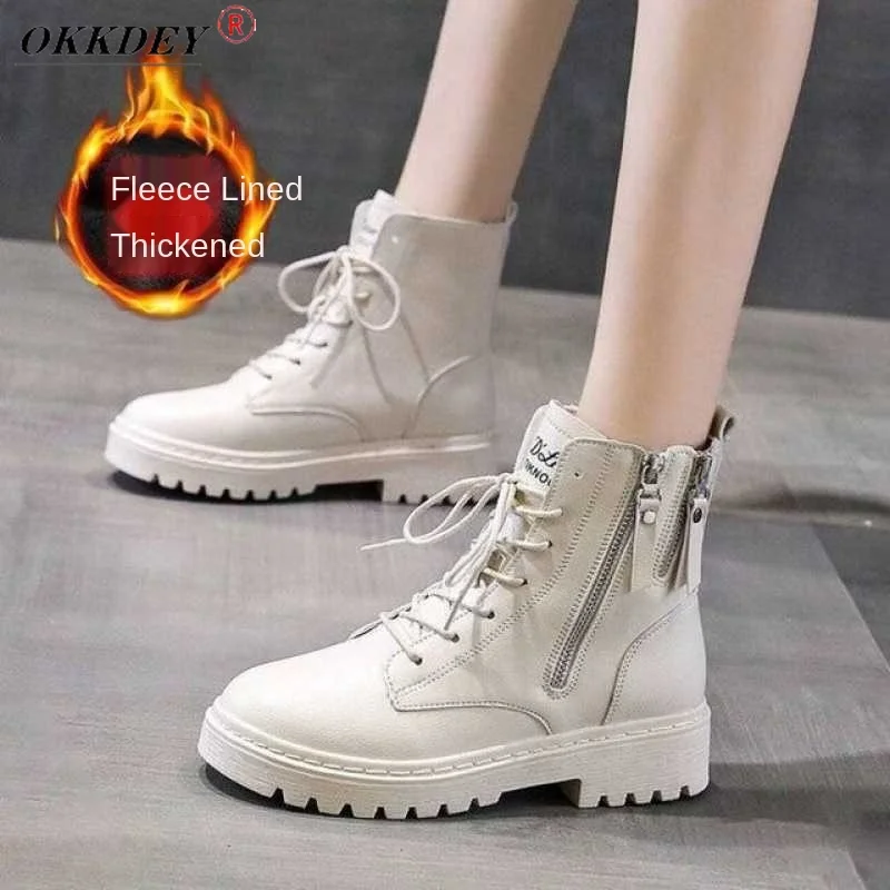 

2021 New Women's Short Boots Lace-up Zipper Letters Thick-soled Women's Combat Boots Thick-soled Autumn and Winter Women's Boots