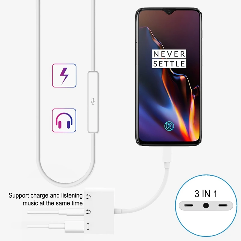 3 в 1 быстрая зарядка гарнитура адаптер тип-c Usb-C 5 мм цифровой аудио кабель