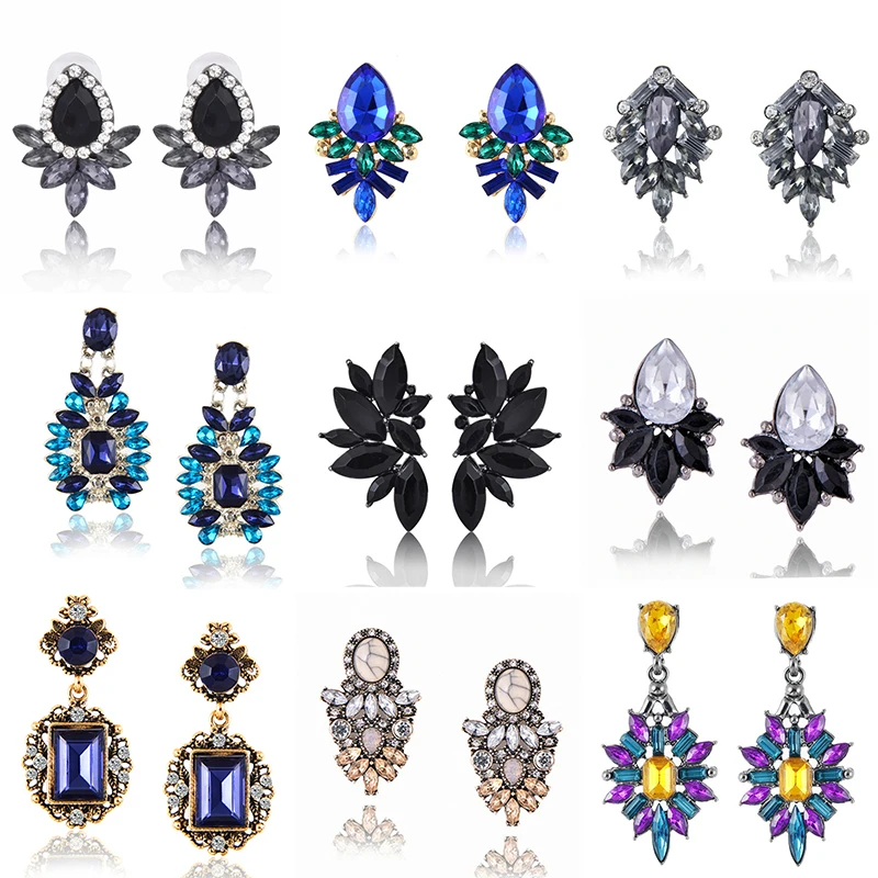 

Vintage Female Crystal Earrings AAA Cubic Zirconia Flower Dangle Earrings for Women Girls Jewellery Valentine Day Gift Bijoux