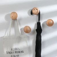 1pc creative solid wood button hook wall mounted decorative coat hook key chain hat scarf storage rack bathroom kitchen supplies