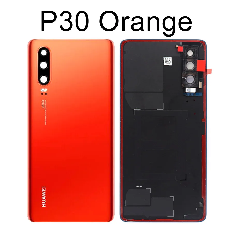 Для huawei P30 задняя крышка батарейного отсека задняя стеклянная дверь Корпус чехол ELE L09 L29 для huawei P30 Pro крышка батареи+ объектив камеры VOG L04 - Цвет: P30 Orange