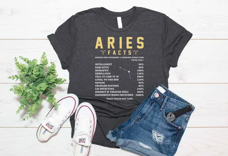 

Aries Facts Zodiac Shirt Aries Birthday Shirt T-shirt Vest Sweatshirt Hoodie t shirt for women y2k shirt Cotton Summer