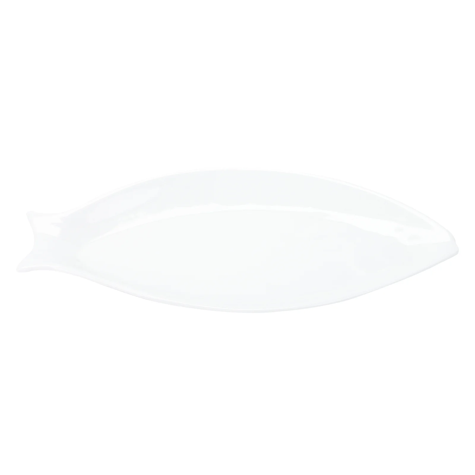 

1Pc Pure White Steamed Fish Plate Irregular Shape Fish Food Dish for Home