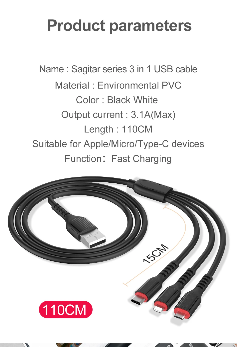 3 в 1 USB кабель 3.1A для мобильного телефона Micro usb type C кабель зарядного устройства для samsung Xiaomi huawei кабель для быстрой зарядки телефона шнур