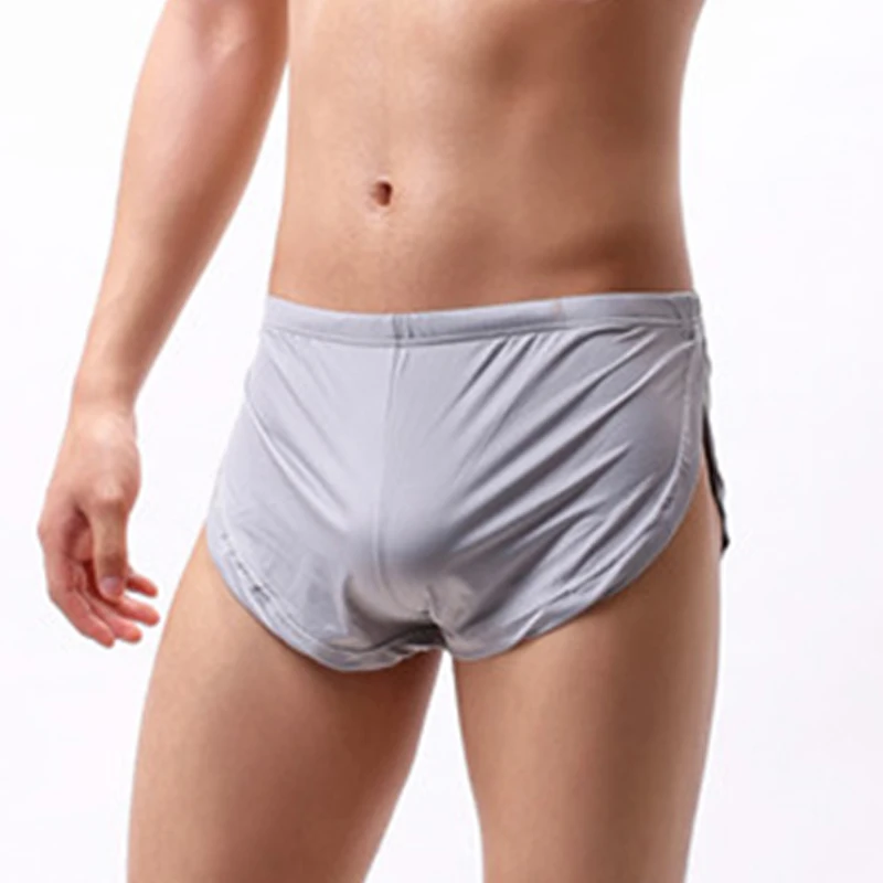 

Men Sexy Low Waist Side Split Shorts Underwear For Male Masculinas Calzoncillos Soft Underpants Sleepwear Boxers Short Panties