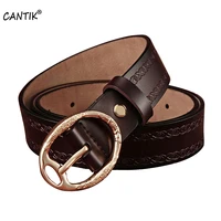 cantik quality design floral pattern cow genuine leather belts casual styles pin buckle clothing accessories for women fca093