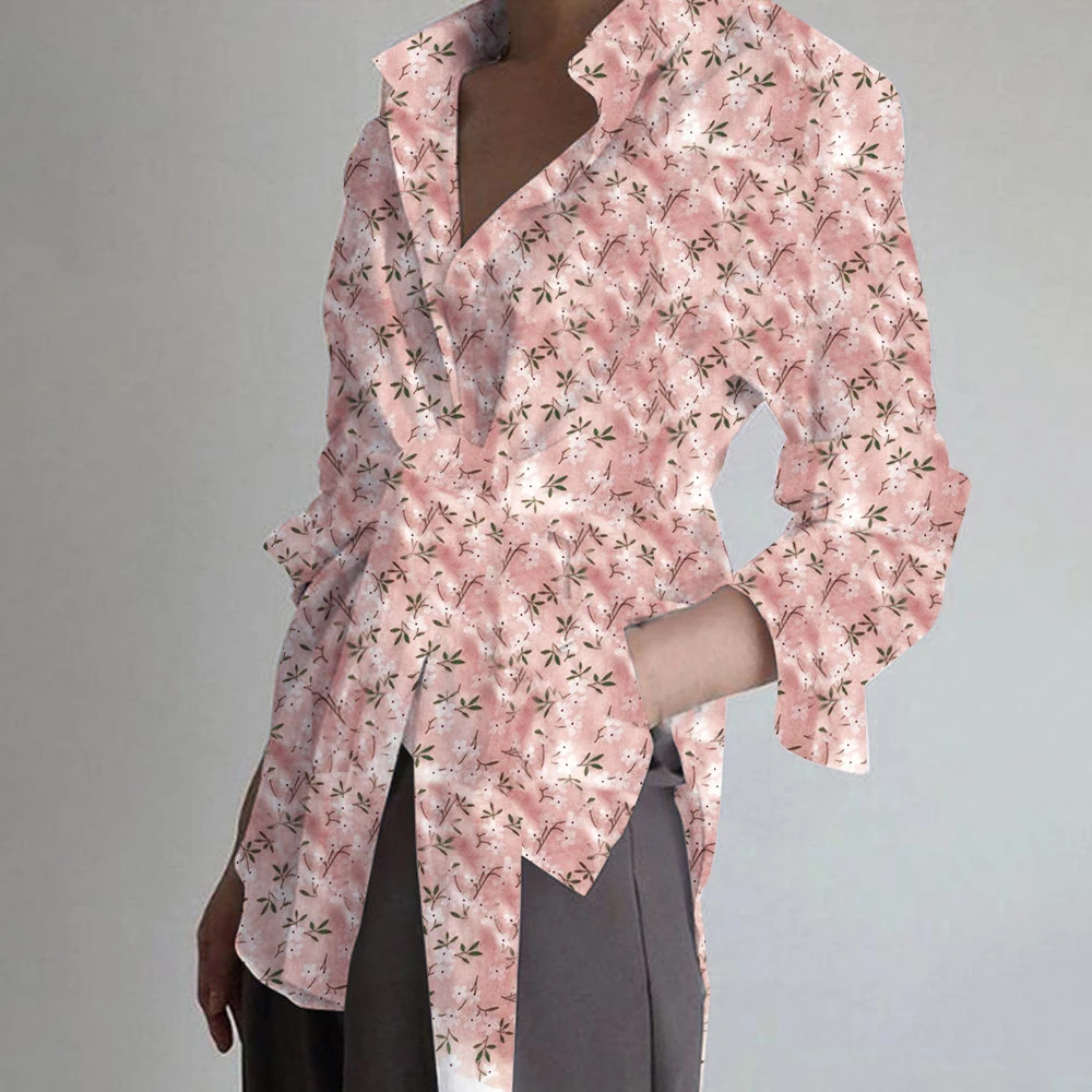 Женская блузка с длинным рукавом повседневные рубашки на шнуровке асимметричные