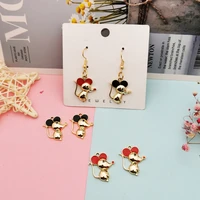 10pcs oil drop gold tone metal mouse pendants 3d rat enamel charms fit diy earring bracelet jewelry accessory handmade fx363
