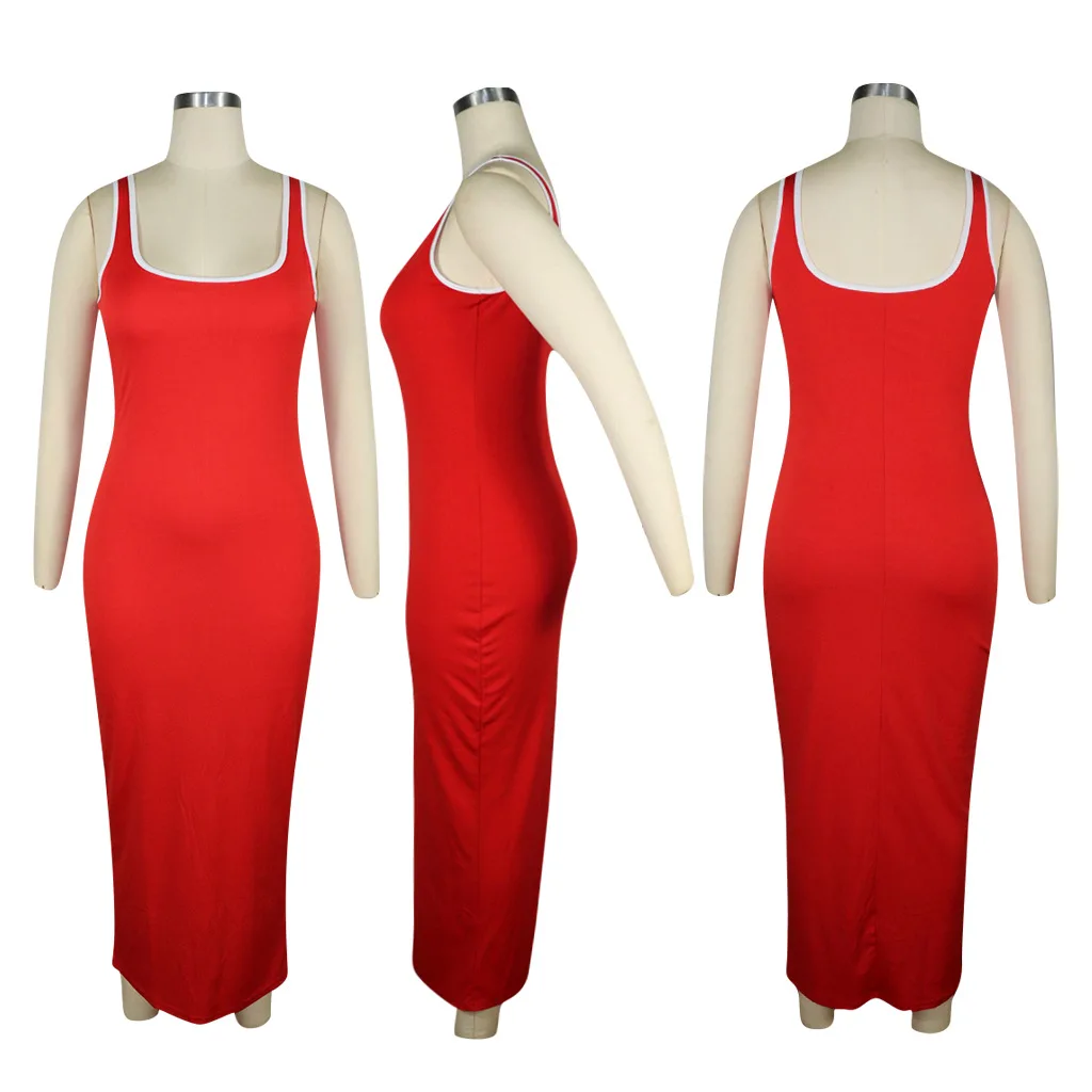 

2020 Summer New Dress European and American Women's Solid Color Stitching Vest Nightclub Dress