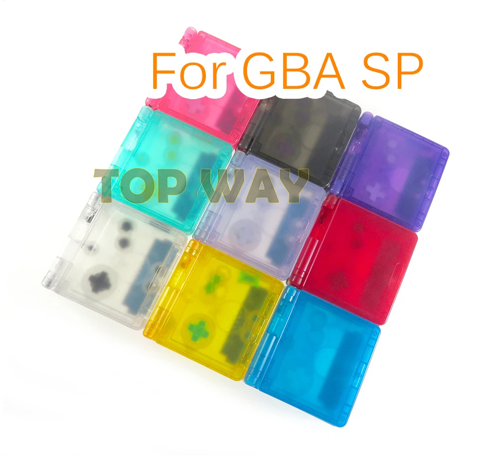 2sets Transparent Clear Color Clear White black blue purple For GameBoy Advance SP Shell For GBA SP console Housing Case Cover