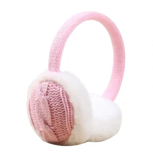 Pink Модные наушники женские зимние теплые плюшевые вязаные наушники ушные теплые аксессуары подарок для девушек меховые зимние ухо теплые наушники повязка на голову - Цвет: Pink