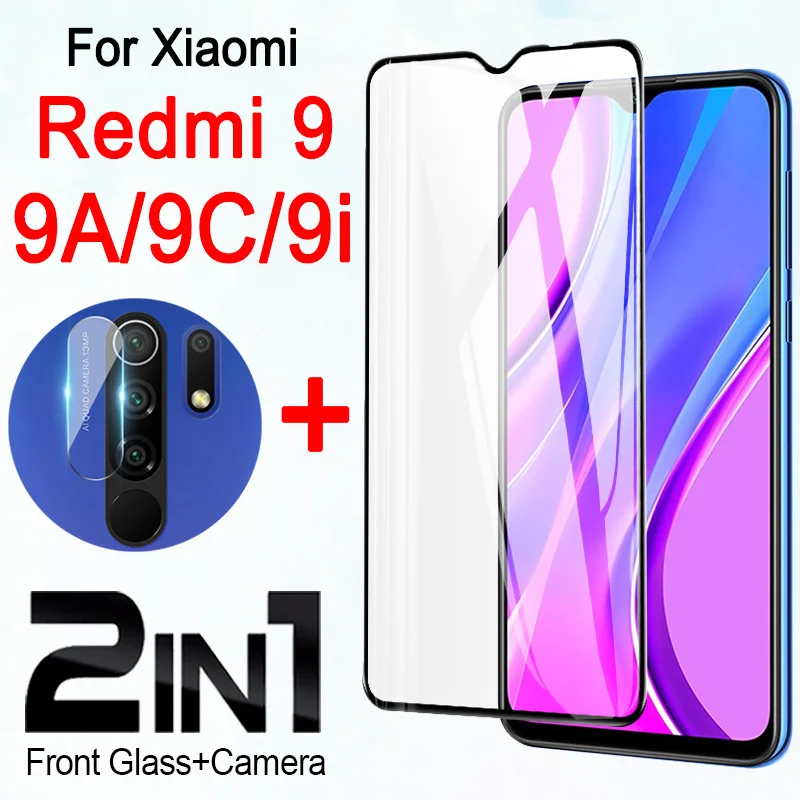 2 в 1 Защитное стекло для Xiaomi Redmi 9 9c 9i A C I Redmi9a|Защитные стёкла и плёнки телефонов| |