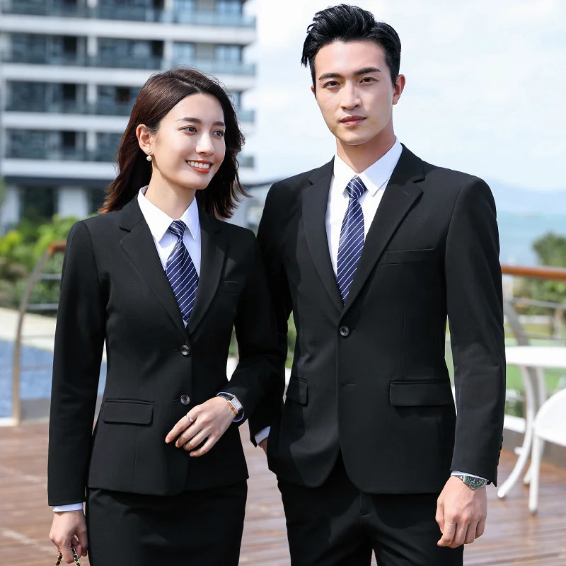 

Новый мужской черный деловой костюм, приталенный профессиональный костюм, костюм-тройка для девочек