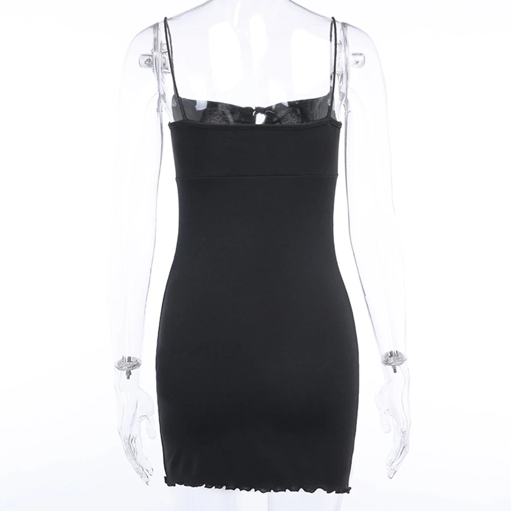 

Summer Dress For Women 2021 Spaghetti Strap Cotton Dress Women Sleeveless Mini Dress Gothic Patchwork Stretch Short Robe Female