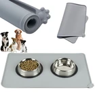 Водонепроницаемый нескользящий коврик для питомцев, однотонный силиконовый, для собак и кошек, миска для питомцев, легко чистится