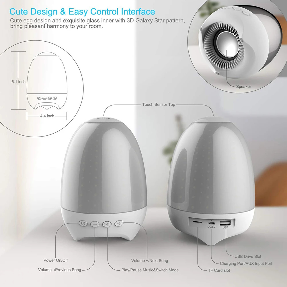 

LED Dazzling Night Light Bluetooth-Compatible Speaker Touch Control Portable Rechargeable Wireless Speakers Atmosphere Lights