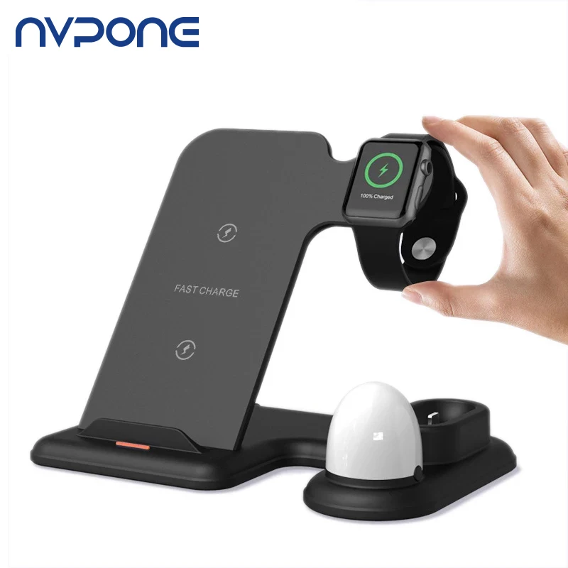 

4 in 1 Qi Wireless Charger for iPhone 11 Xs Samsung S8 Wireless Charging for Apple iWatch 1 2 3 4 5 for Airpods with LED Light